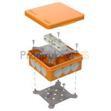 Коробка огнестойкая разветвительная для о/п двухкомпонентная 60-0303-FR6.0-4-4-Р Е15-Е60 RAL2004 100х100х40 (16 шт/кор)
