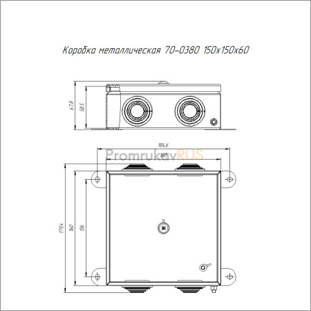 Коробка металлическая серая 150х150х60 (6 шт/кор)