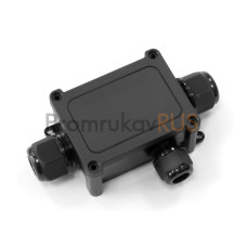 Распределительная коробка 3-вводная IP68 ПА66 40А 450В d5-14 мм 135х81х42 черная