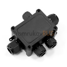 Распределительная коробка 5-вводная IP68 ПА66 40А 450В d5-14 мм 135х96х42 черная
