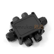 Распределительная коробка 6-вводная IP68 ПА66 40А 450В d5-14 мм 135х96х42 черная