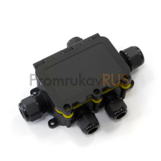 Распределительная коробка с откидной крышкой 5-вводная IP68 ПА66 40А 450В d3,5-12 мм 131х95х37