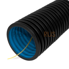 Труба гофрированная двустенная ПНД гибкая тип 450 (SN18) стойкая к УФ не распространяющая горение с/з черная d63 мм (100м/300м уп/пал)