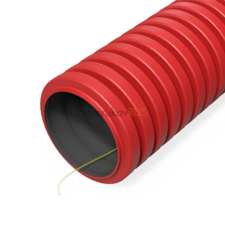 Фотография Труба гофрированная двустенная ПНД гибкая тип 450 (SN29) с/з красная d40 мм, артикул PR15.0253