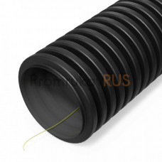 Труба гофрированная двустенная ПНД гибкая тип 450 (SN26) стойкая к ультрафиолету с/з черная d50 мм (100м/уп) Промрукав