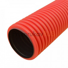 Труба гофрированная двустенная ПНД жесткая тип 750 (SN16) красная д110 6м (36м/уп) Промрукав