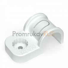 Крепеж-скоба пластиковая односторонняя для прямого монтажа белая в п/э д16 (50шт/750шт уп/кор) Промрукав