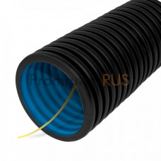 Труба гофрированная двустенная ПНД гибкая тип 450 (SN29) стойкая к ультрафиолету не распространяющая горение с/з черная d40 мм (50м/уп) Промрукав