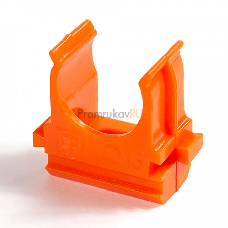 Фотография Крепёж-клипса для труб АБС-пластик оранжевая д32 в малой упаковке (10шт/500шт уп/кор) Промрукав, артикул PR13.0115
