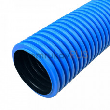 Труба гофрированная двустенная ПНД жесткая тип 450 (SN12) синяя д110 6м (36м/уп) Промрукав